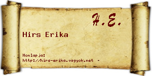 Hirs Erika névjegykártya